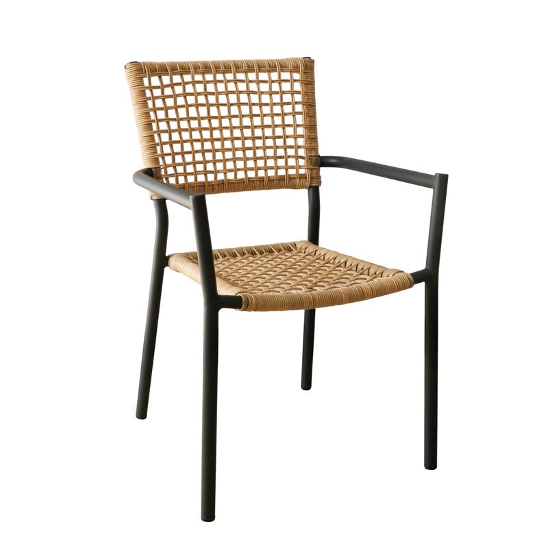 Πολυθρόνα Κήπου Βεράντας Αλουμίνιο Βαφή Ανθρακί / Wicker Φυσικό 1