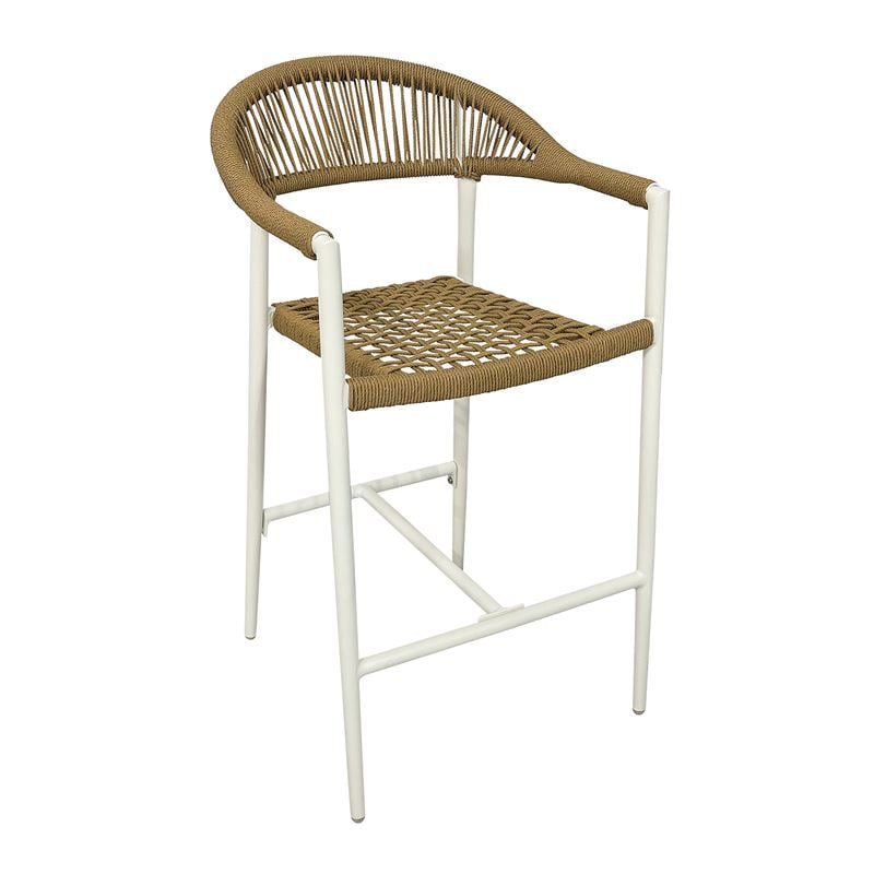 Σκαμπό Bar, ALU Άσπρο, Rope Wicker Φυσικό 1