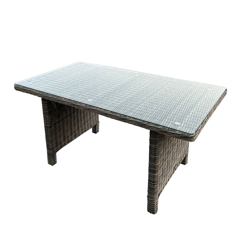 Τραπέζι Dining Βεράντας - Κήπου ALU, Wicker Grey Brown, Γυαλί Tempered 5mm 1