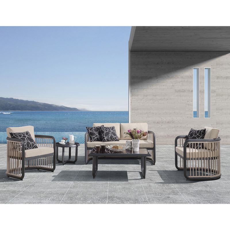 Living Set Σαλόνι Καθιστικό Κήπου - Βεράντας Alu Ανθρακί - Μπεζ 1