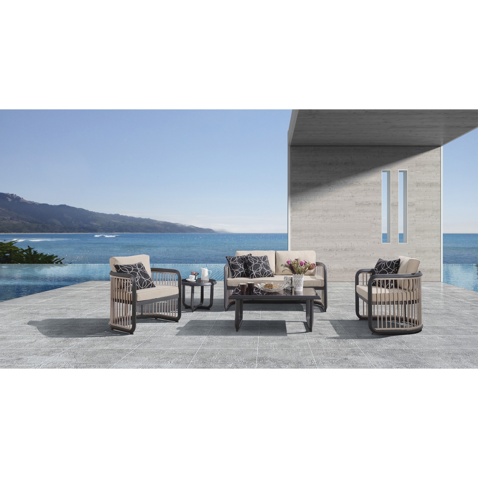 Living Set Σαλόνι Καθιστικό Κήπου - Βεράντας Alu Ανθρακί - Μπεζ 2