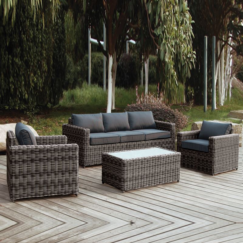 Set Σαλόνι Κήπου : 3Θέσιος +2 Πολυθρόνες +Τραπέζι Wicker Grey Brown- Μαξ.Ανθρακί 1