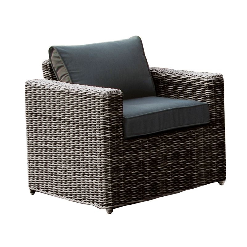 Πολυθρόνα Κήπου Βεράντας Alu - Wicker Grey Brown - Μαξιλάρια Ανθρακί 1