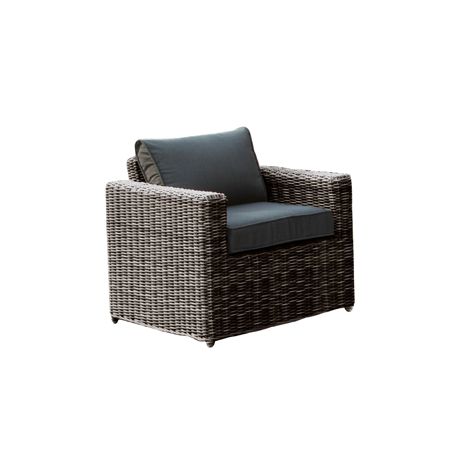 Πολυθρόνα Κήπου Βεράντας Alu - Wicker Grey Brown - Μαξιλάρια Ανθρακί 2
