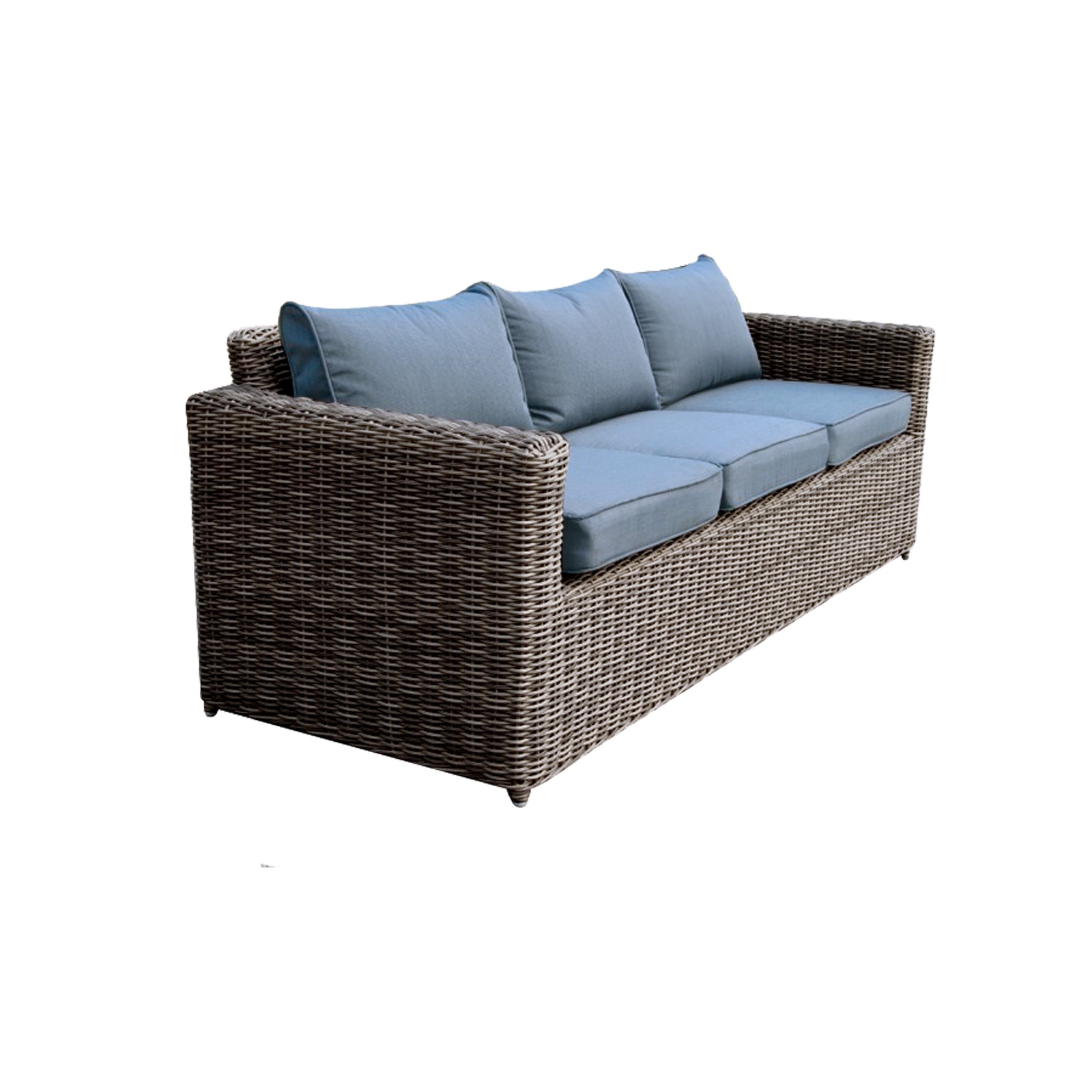 3Θέσιος Καναπές 4mm HalfRound Wicker Grey Brown 2