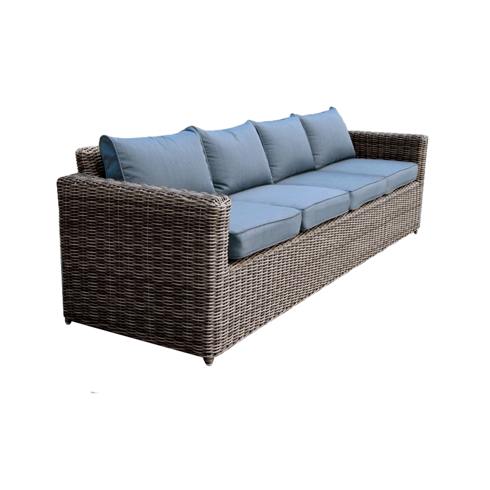4Θέσιος Καναπές 4mm HalfRound Wicker Grey Brown 2