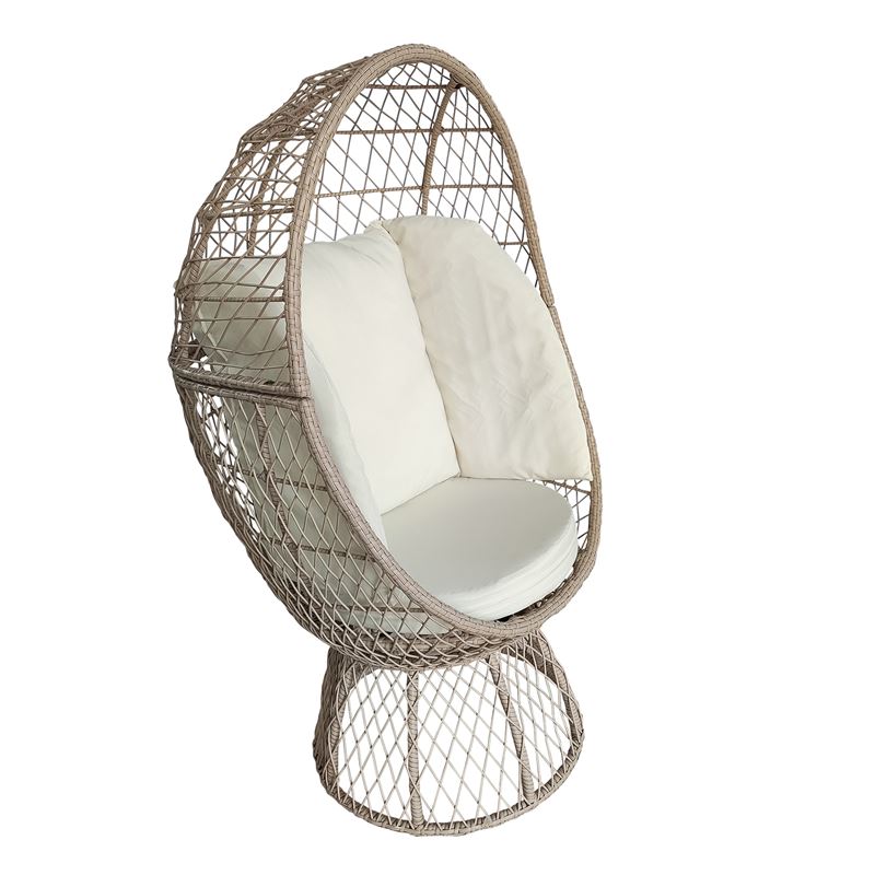 Πολυθρόνα , Wicker Μπεζ, Μαξιλάρι Άσπρο 1