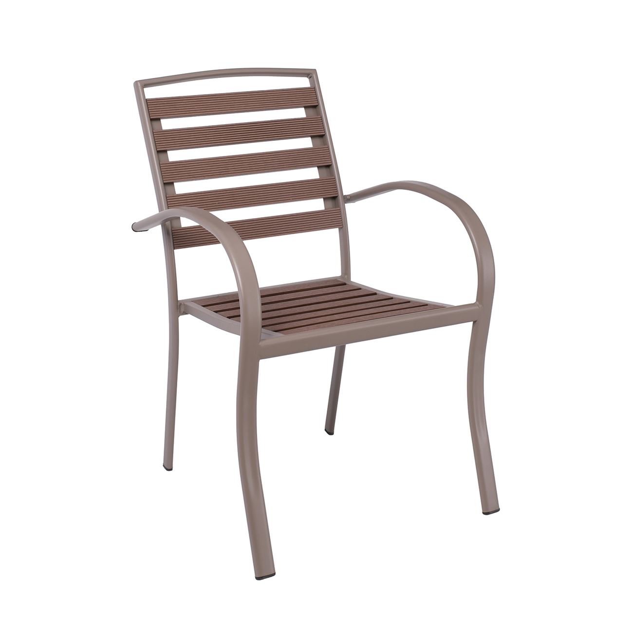 SERRANO Set Κήπου: Τραπέζι + 4 Πολυθρόνες, Μέταλλο Βαφή Sand Beige, Polywood Καρυδί 3