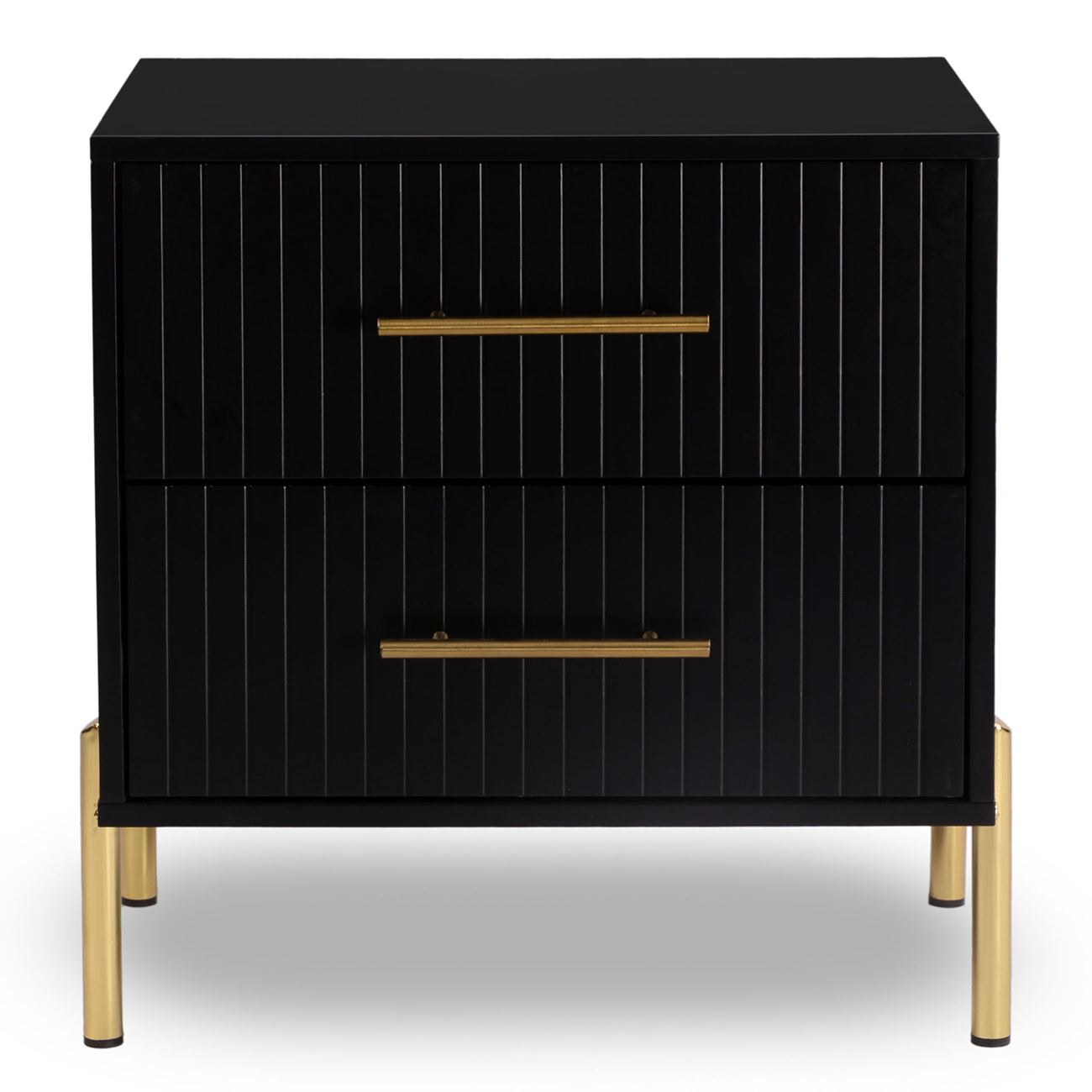 Κομοδίνο με 2 Συρτάρια, Μαύρο 3