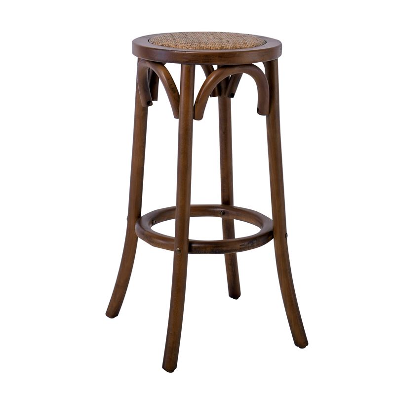 Σκαμπώ Bar Καρυδί / Κάθισμα Rattan 1