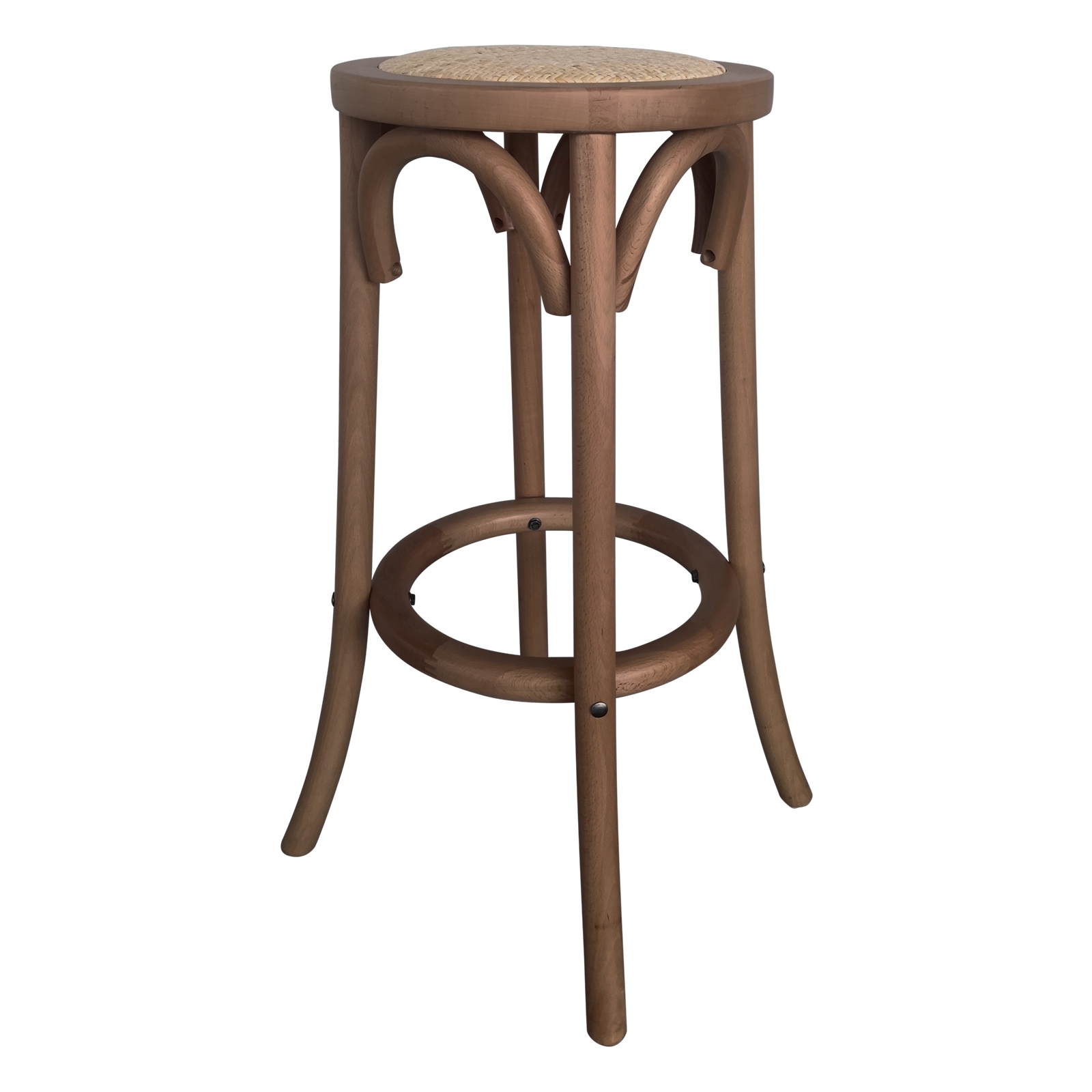Σκαμπώ Bar Καρυδί / Κάθισμα Rattan 2