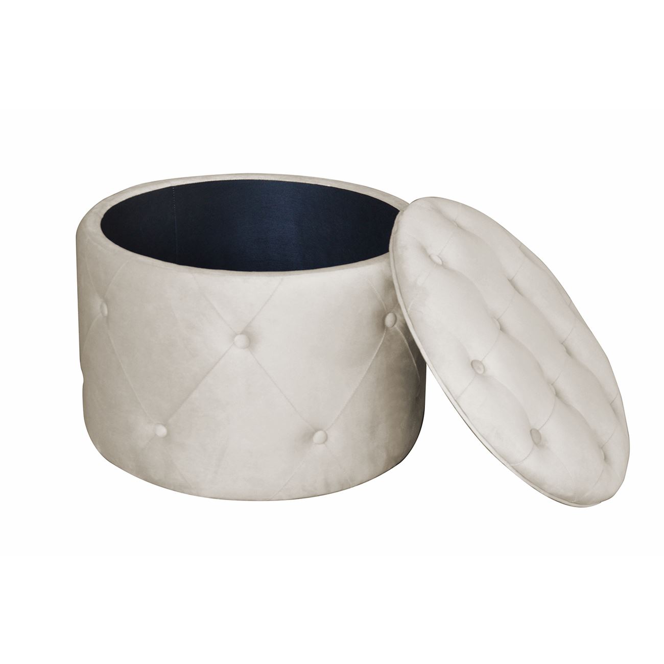 Σκαμπό Αποθηκευτικό, Ύφασμα Velure Απόχρωση Εκρού 3