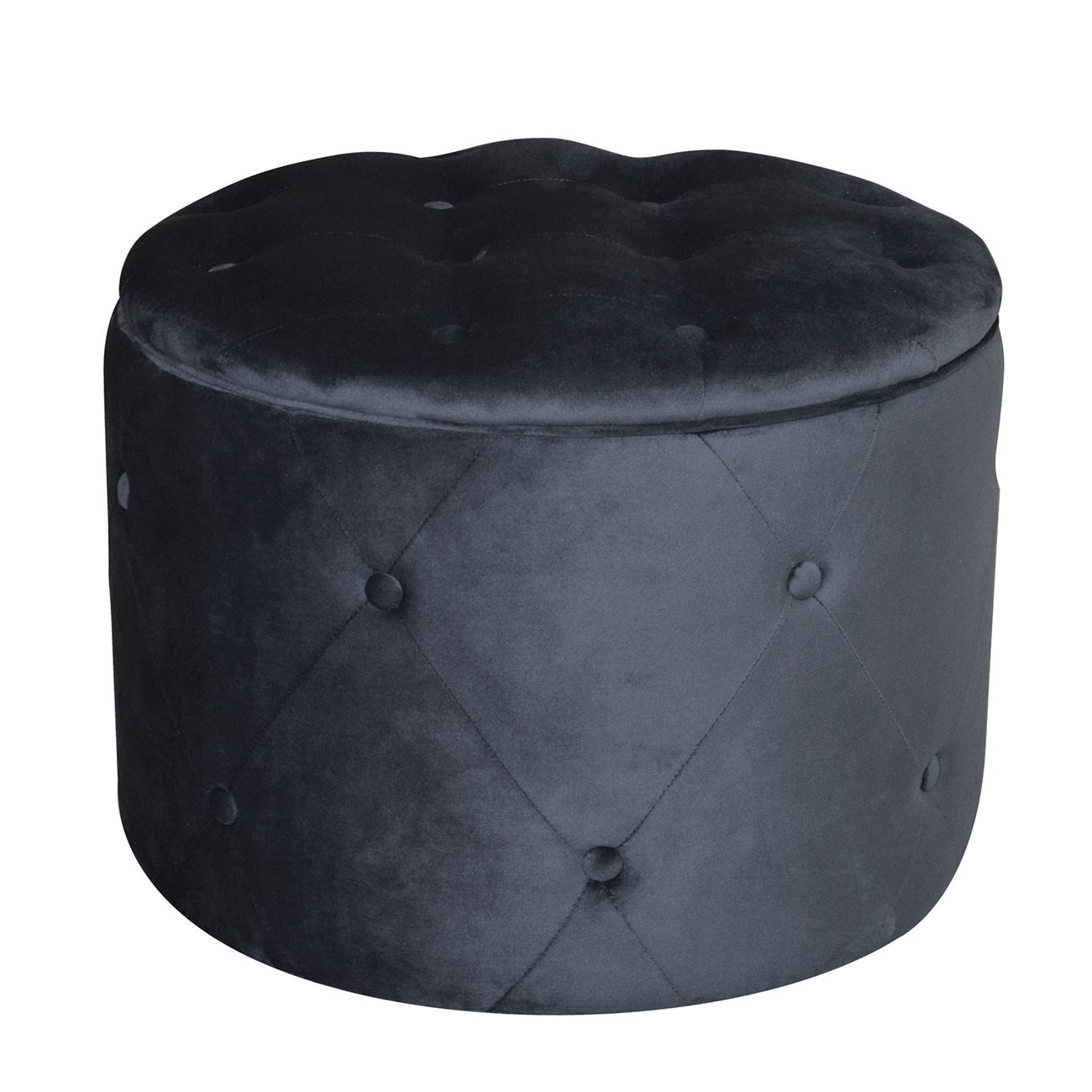 Σκαμπό Αποθηκευτικό, Ύφασμα Velure Απόχρωση Μαύρο 2