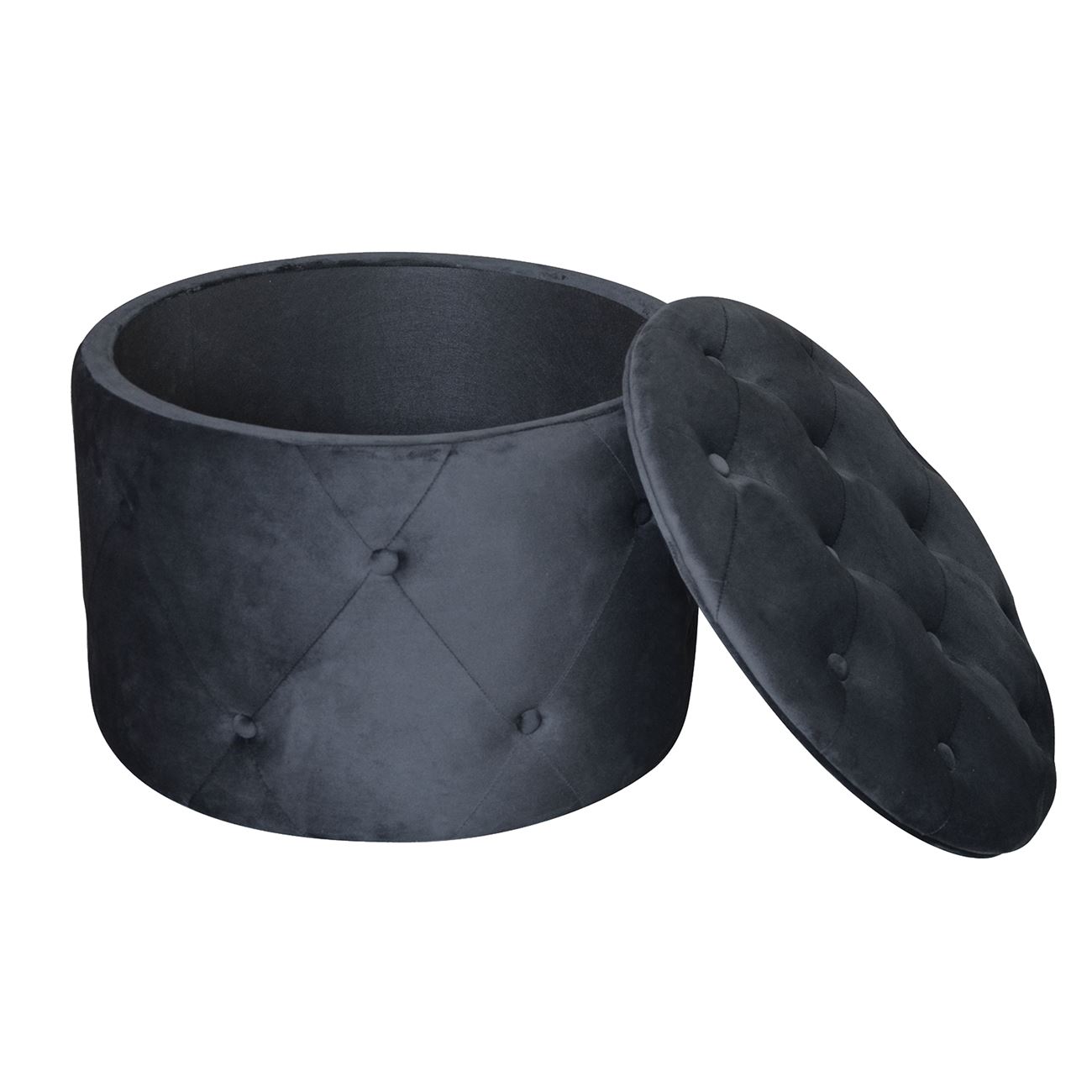 Σκαμπό Αποθηκευτικό, Ύφασμα Velure Απόχρωση Μαύρο 3