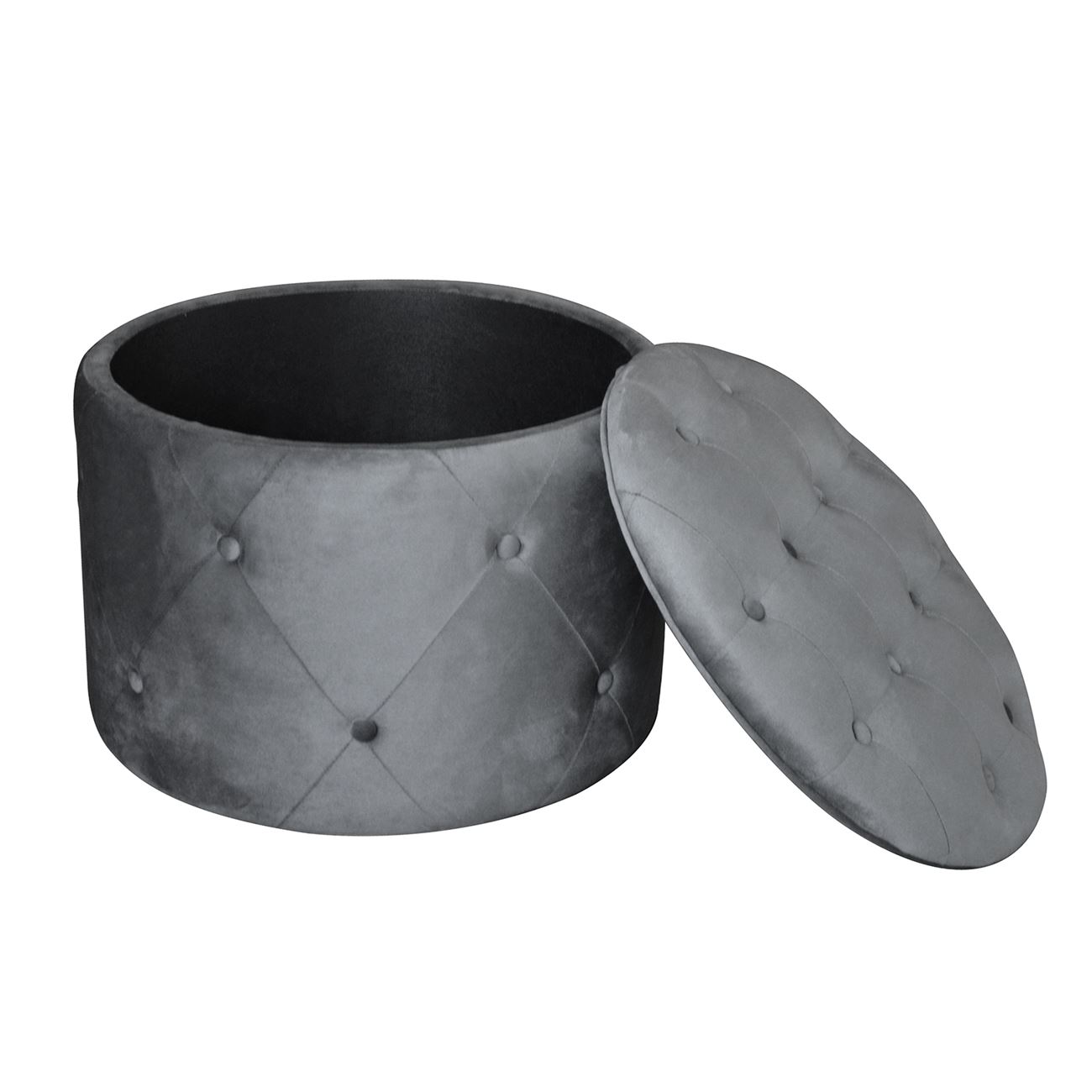 Σκαμπό Αποθηκευτικό, Ύφασμα Velure Απόχρωση Γκρι 3