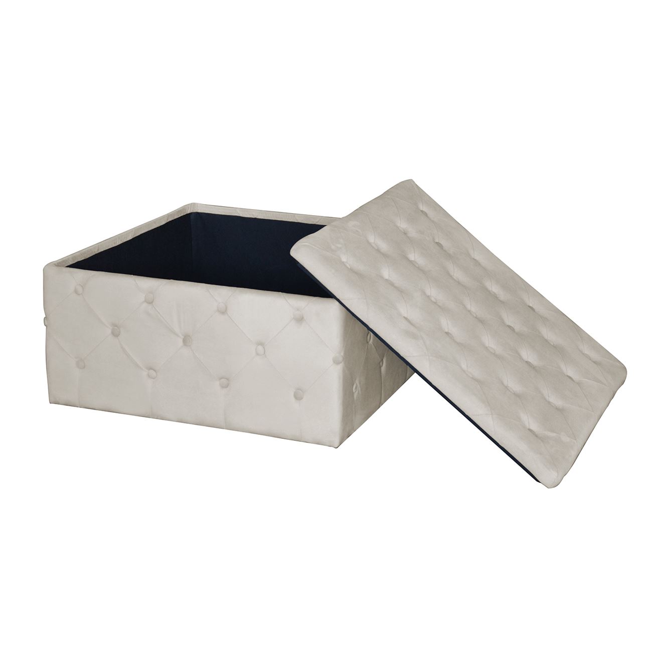 Σκαμπό Αποθηκευτικό, Ύφασμα Velure Απόχρωση Εκρού 3