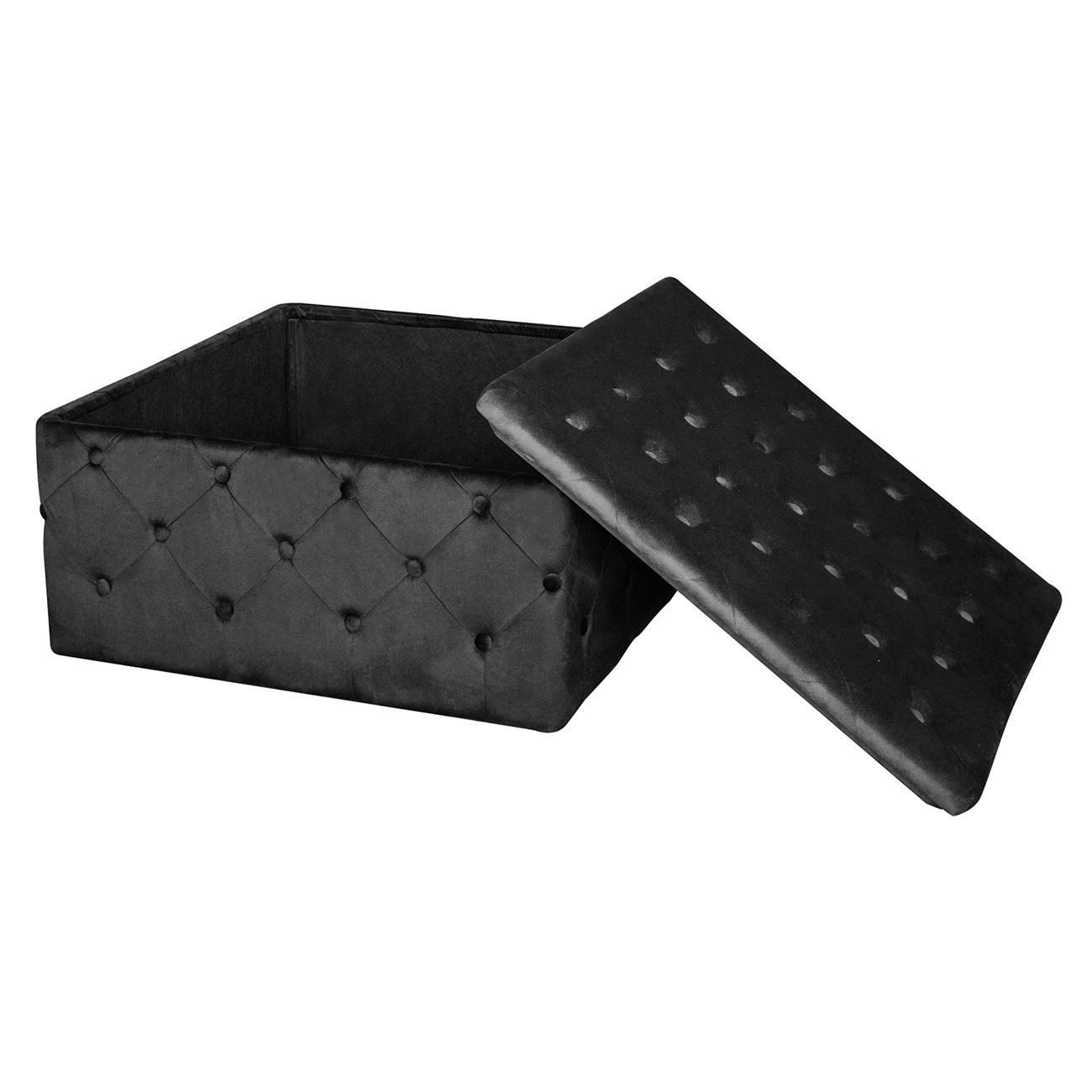 Σκαμπό Αποθηκευτικό, Ύφασμα Velure Απόχρωση Μαύρο 3