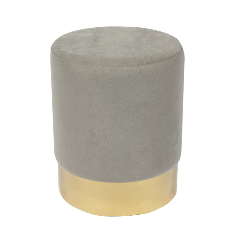 Σκαμπώ Βοηθητικό Χρώμιο Χρυσό - Ύφασμα Γκρι Velure 1