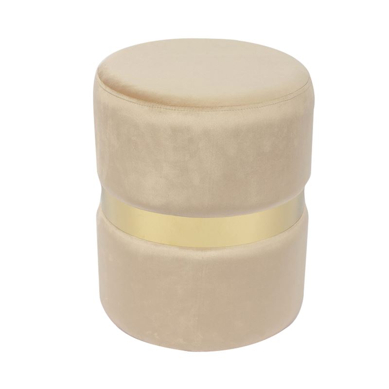 Σκαμπώ Βοηθητικό Μέταλλο Βαφή Χρυσό / Ύφασμα Μπεζ Velure 1