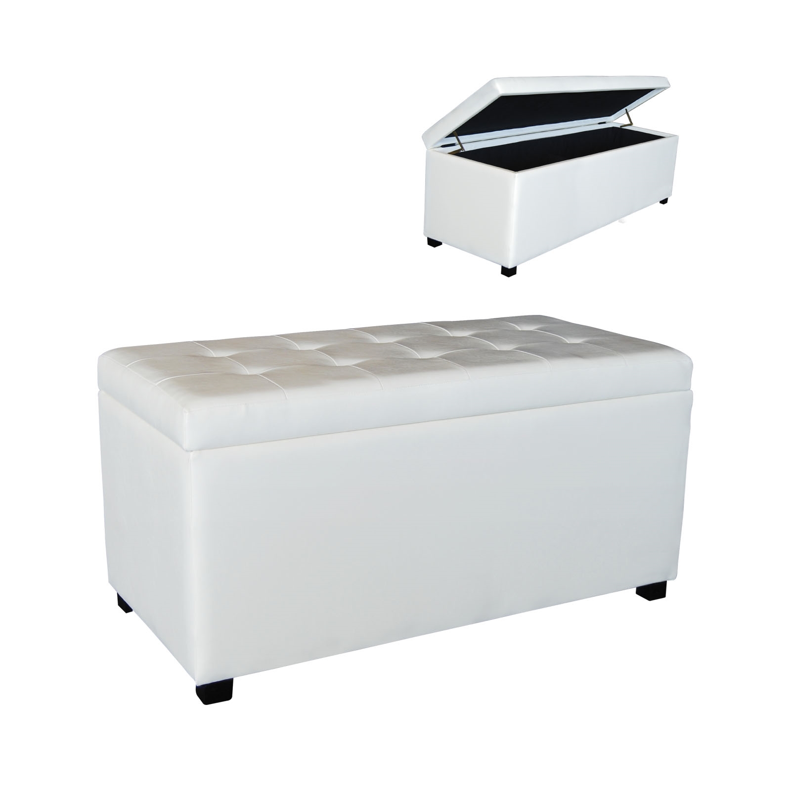 Σκαμπώ Αποθηκευτικό Ταμπουρέ - PU Εκρού 2