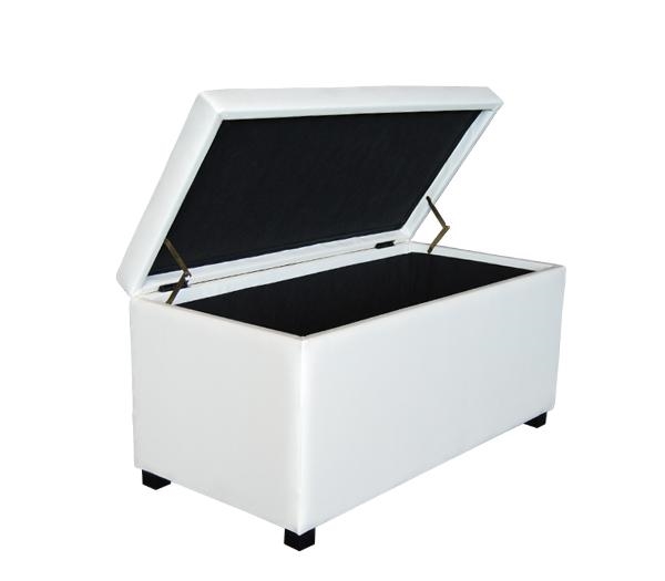 Σκαμπώ Αποθηκευτικό Ταμπουρέ - PU Εκρού 3