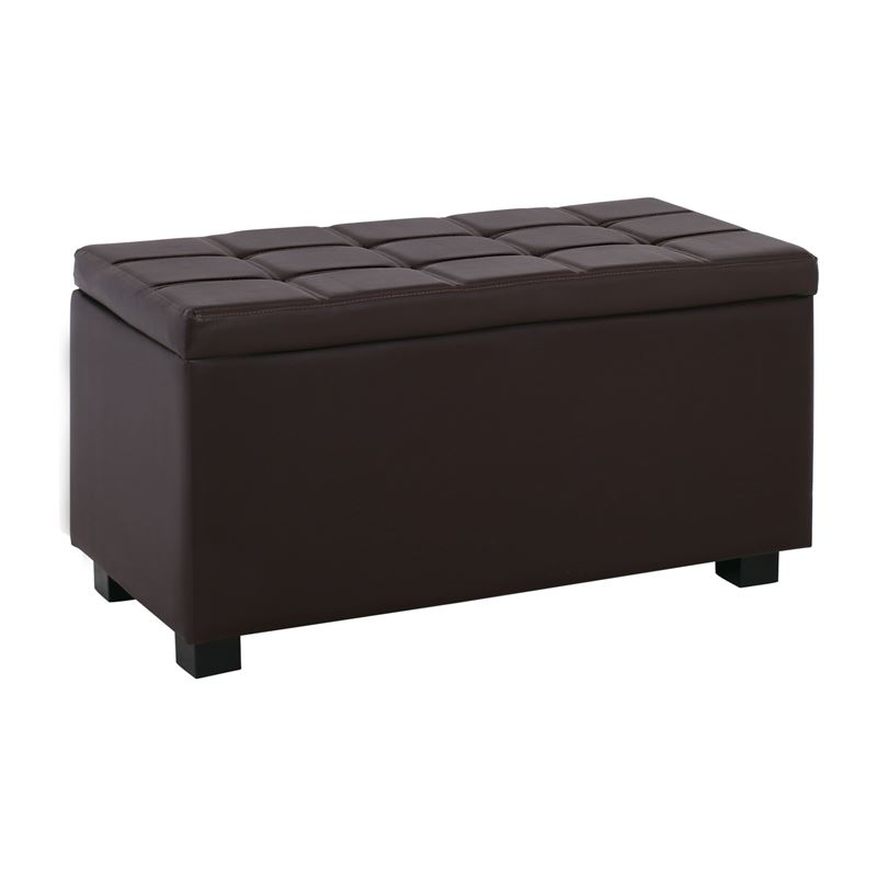 Σκαμπώ Αποθηκευτικό Ταμπουρέ - PU Σκούρο Καφέ 1