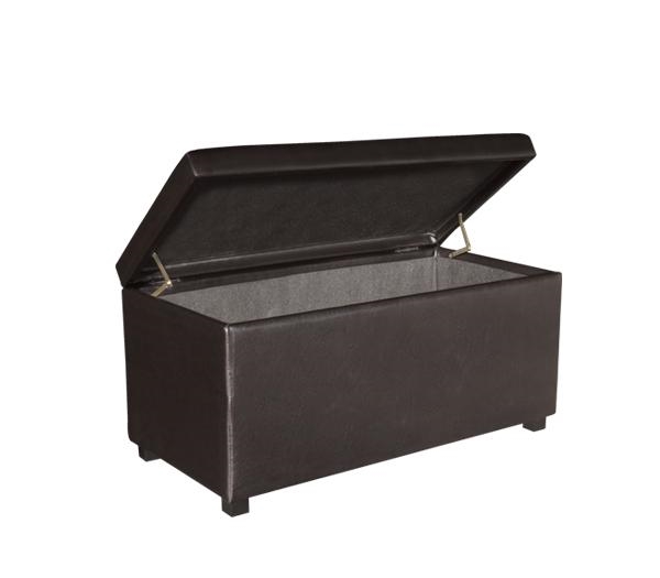 Σκαμπώ Αποθηκευτικό Ταμπουρέ - PU Σκούρο Καφέ 3