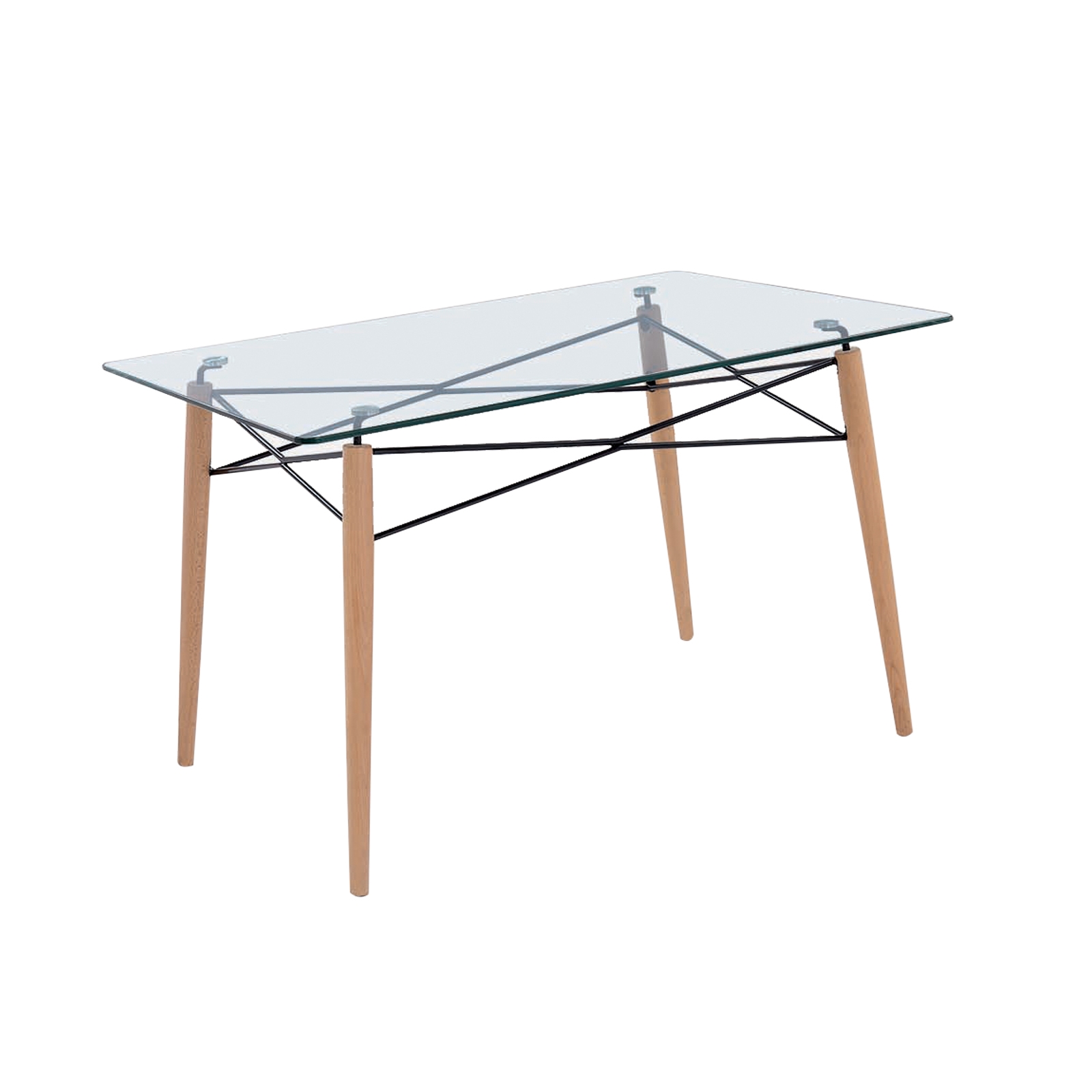 Τραπέζι Κουζίνας Τραπεζαρίας Ξύλο - Γυαλί 2