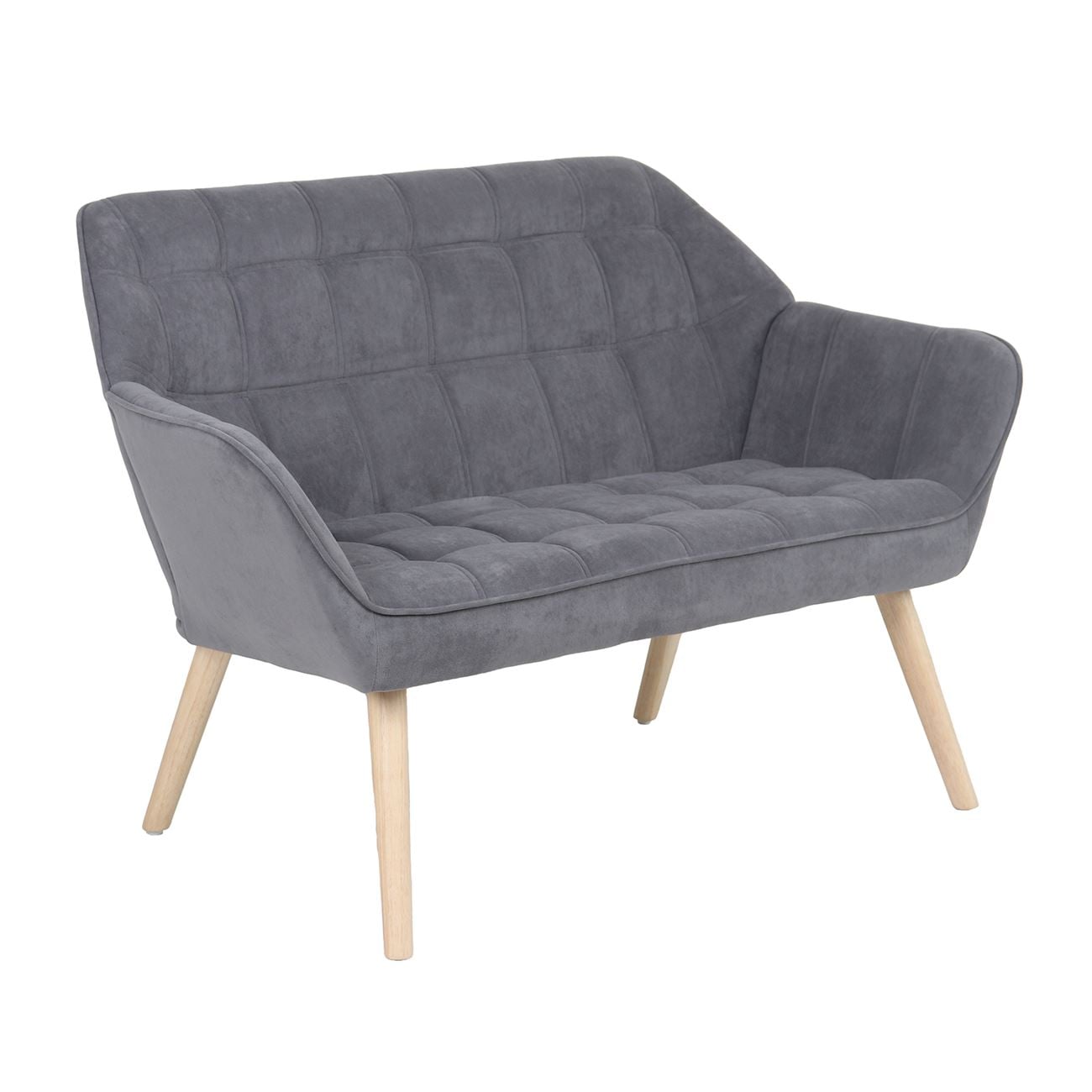 Καναπές 2θ - Σαλονιού - Καθιστικού, Φυσικό, Ύφασμα Velure Γκρι, K/D 3