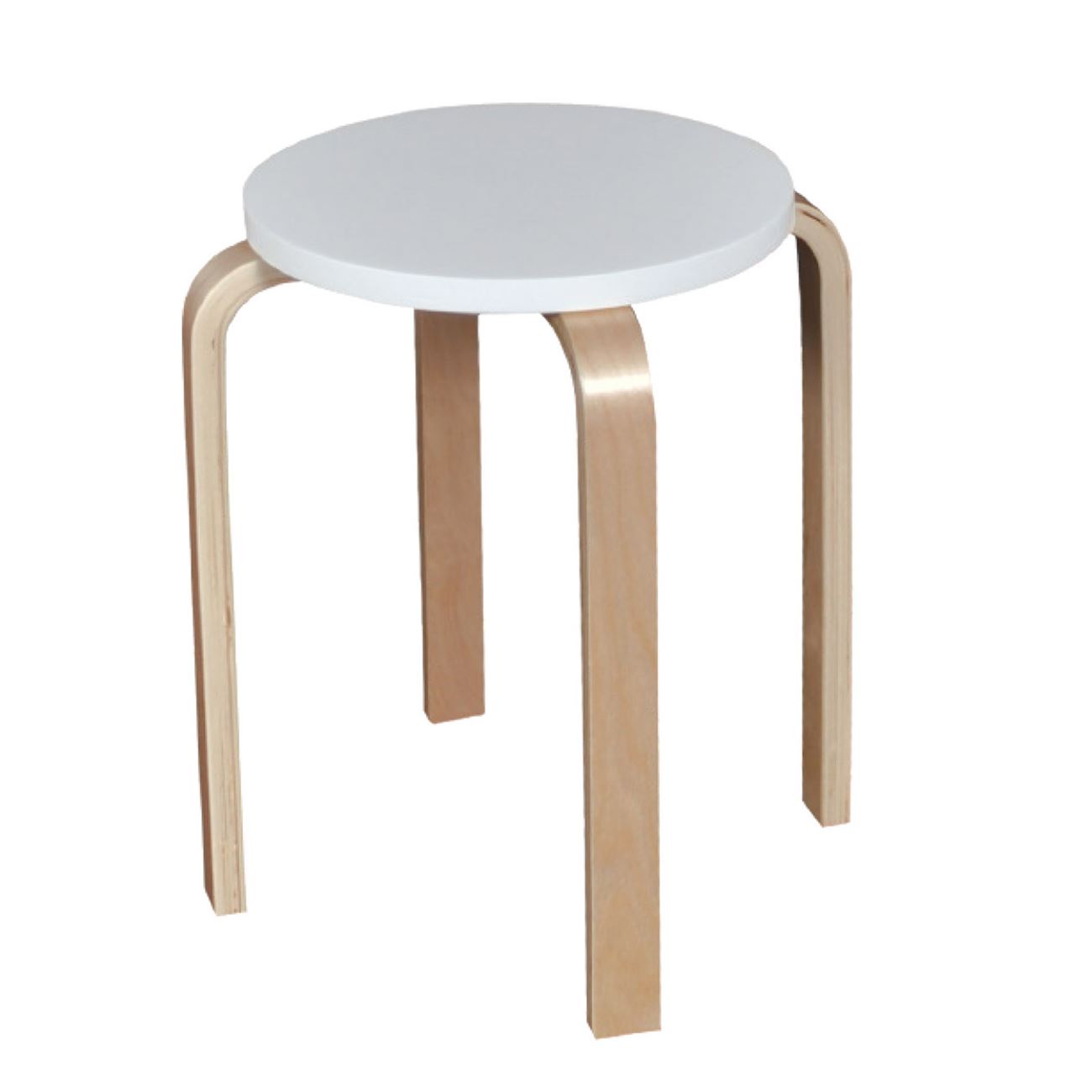 Σκαμπό Βοηθητικό, Στοιβαζόμενο, Σημύδα - Άσπρο 2