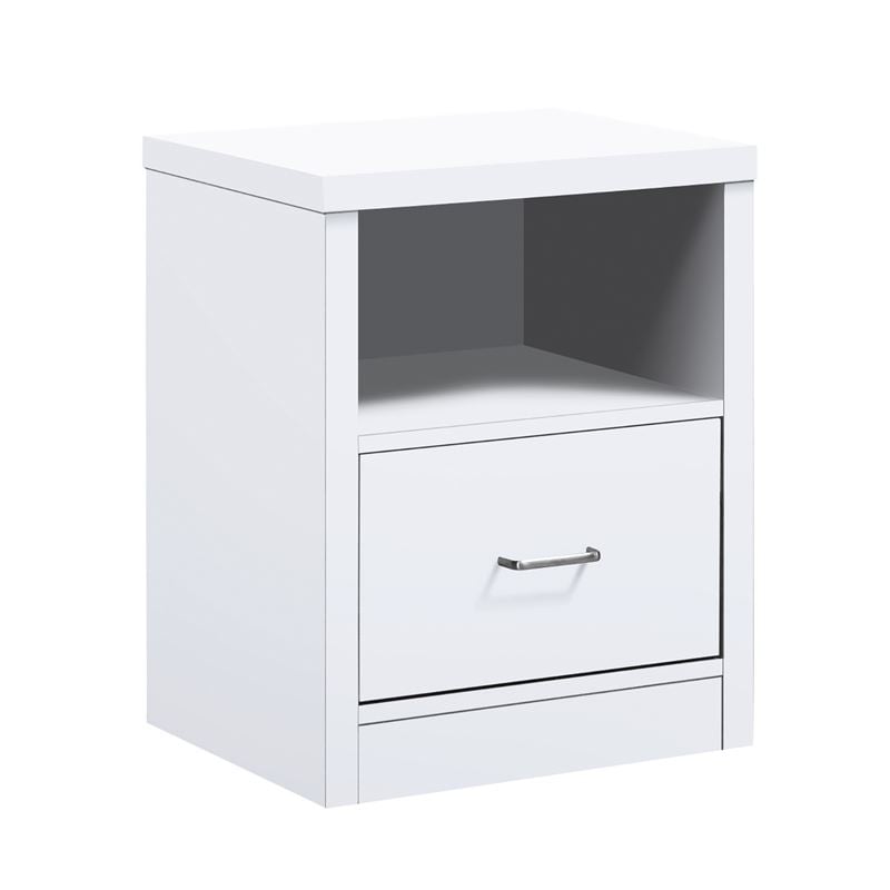 Κομοδίνο με 1 Συρτάρι + 1 Ράφι, Απόχρωση Άσπρο 1