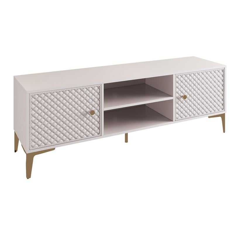 Έπιπλο TV Απόχρωση Εκρού, με πρόσοψη Pu Καπιτονέ 1