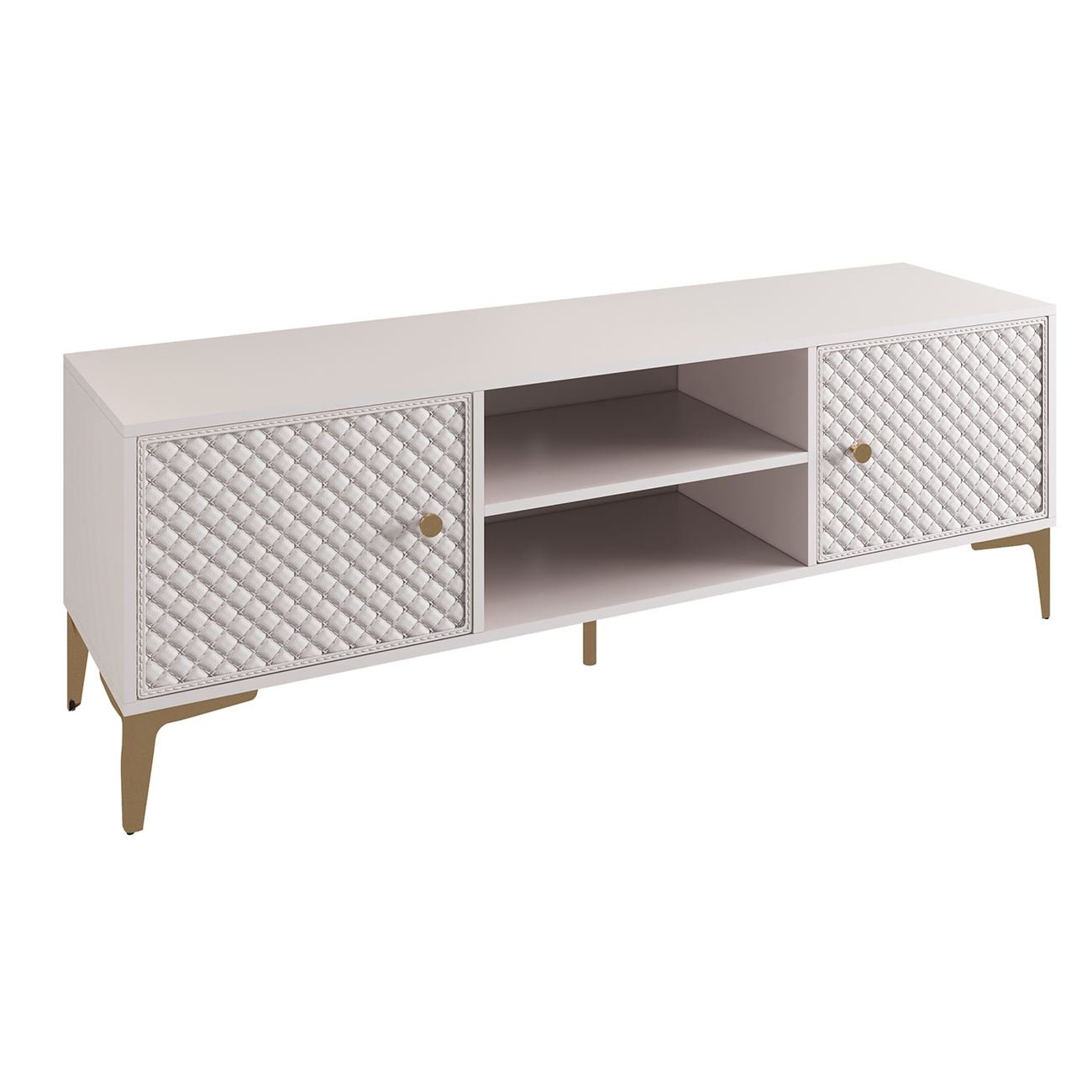 Έπιπλο TV Απόχρωση Εκρού, με πρόσοψη Pu Καπιτονέ 2