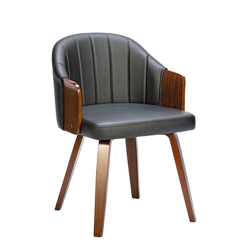 Πολυθρόνα Τραπεζαρίας Καρυδί, Pu Μαύρο 1