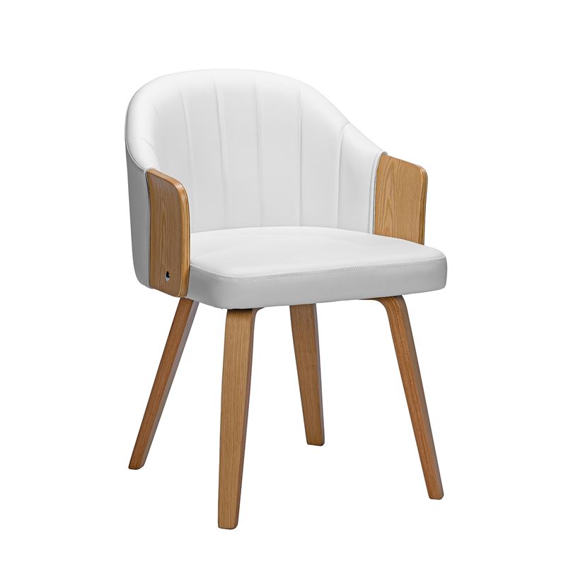 Πολυθρόνα Τραπεζαρίας Φυσικό, Pu Άσπρο 1