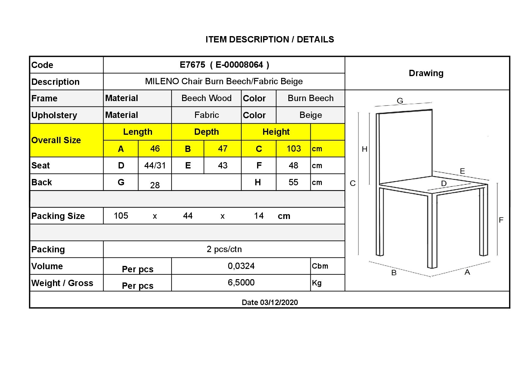 Καρέκλα Οξυά Καρυδί Burn Beech / Ύφασμα Μπεζ 6