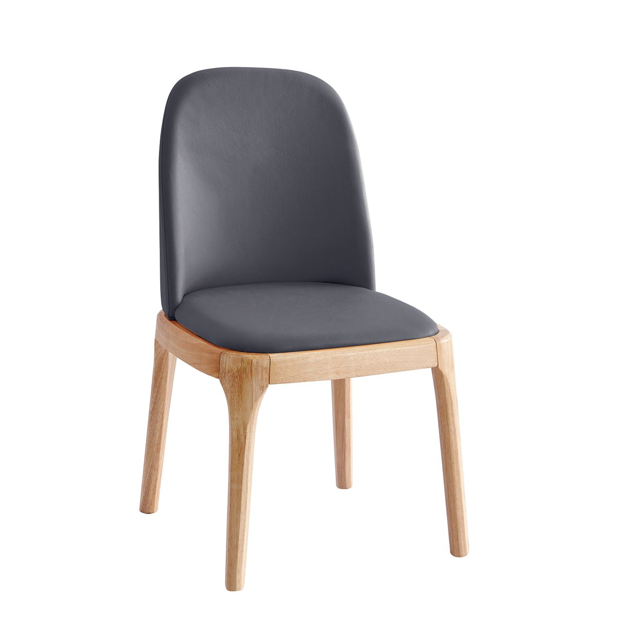 Καρέκλα Τραπεζαρίας- Κουζίνας, Απόχρωση Natural Oak Pu Σκούρο Γκρι 2