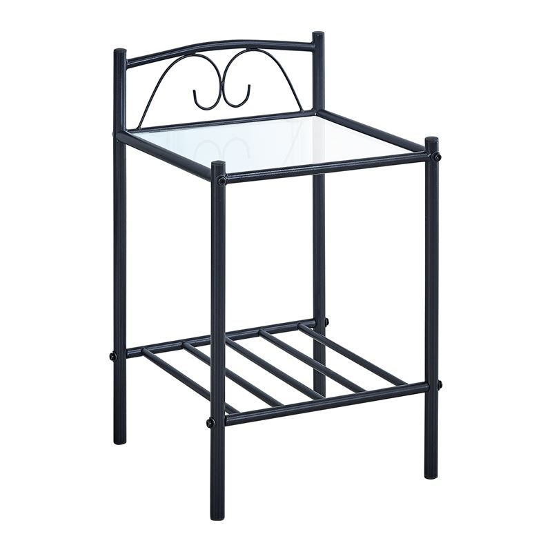 Κομοδίνο Μέταλλο Βαφή Μαύρο / Γυαλί 5mm 1