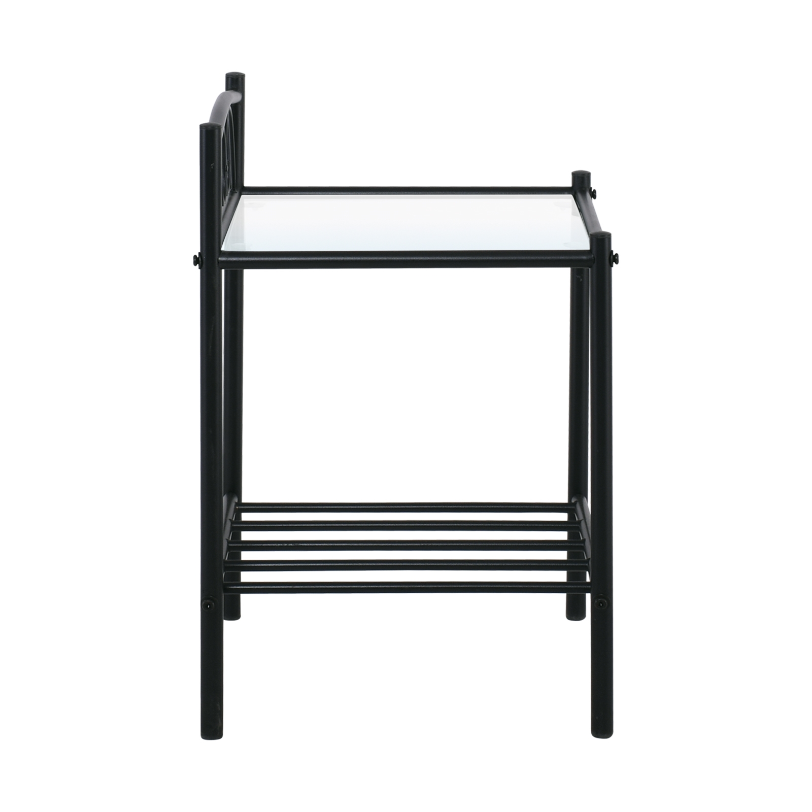 Κομοδίνο Μέταλλο Βαφή Μαύρο / Γυαλί 5mm 3