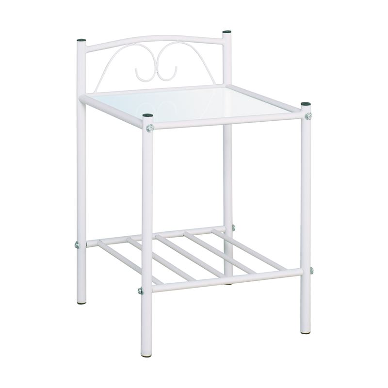 Kομοδίνο Μέταλλο Βαφή Άσπρο / Γυαλί 5mm 1