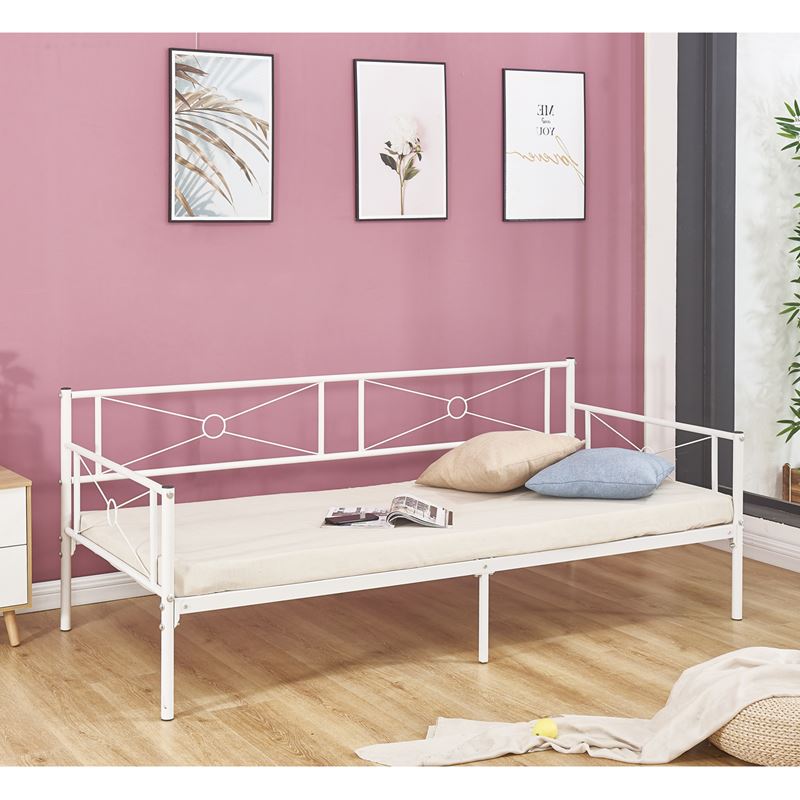 Daybed Κρεβάτι Μέταλλο Βαφή Άσπρο 1