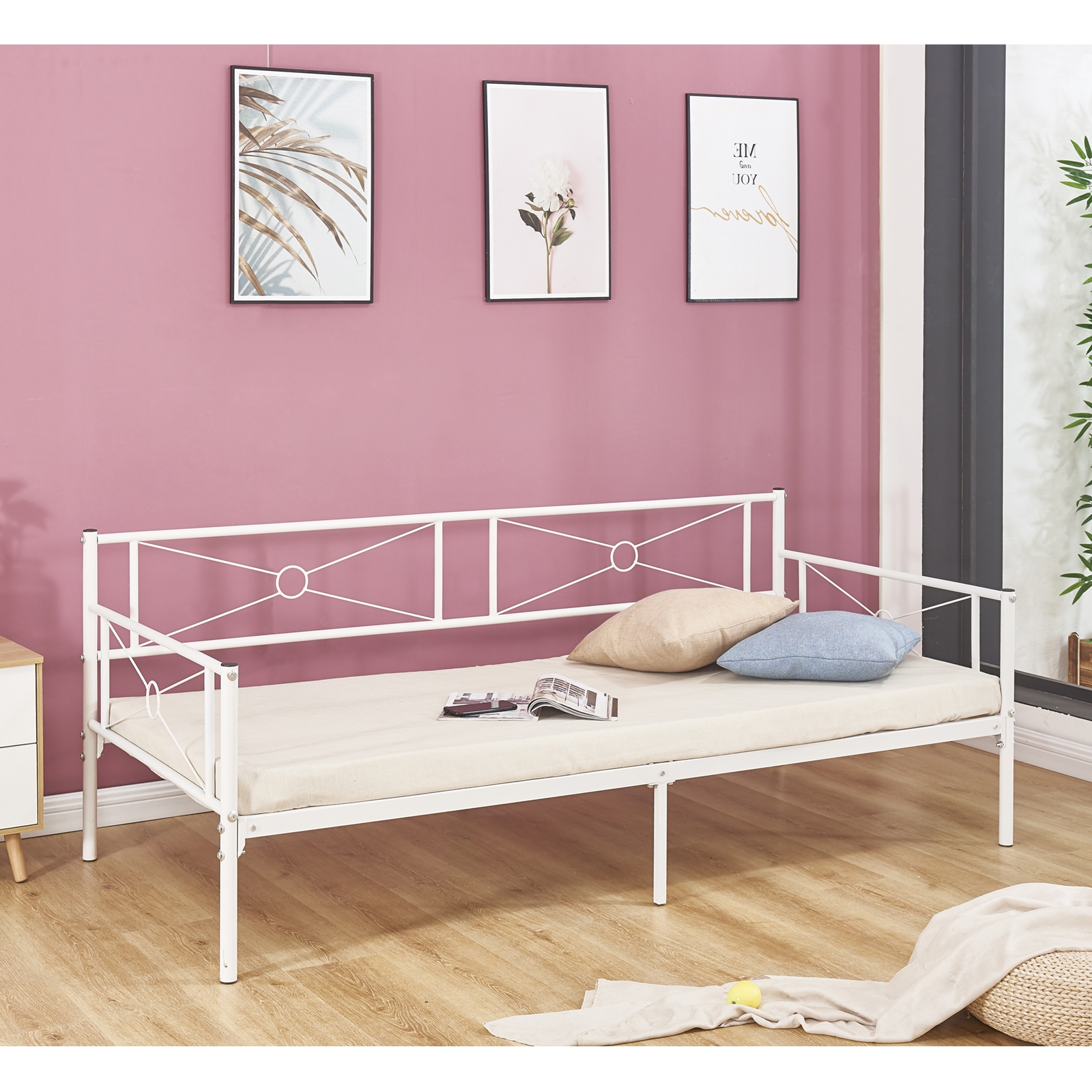 Daybed Κρεβάτι Μέταλλο Βαφή Άσπρο 2