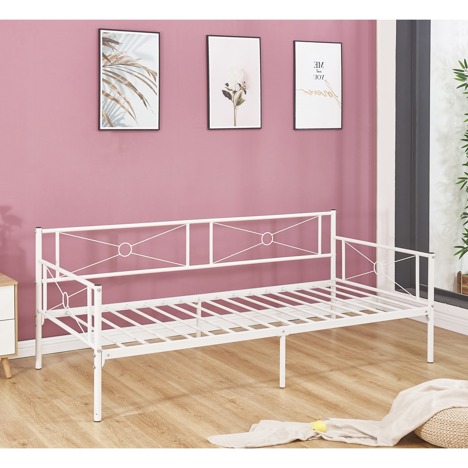 Daybed Κρεβάτι Μέταλλο Βαφή Άσπρο 3
