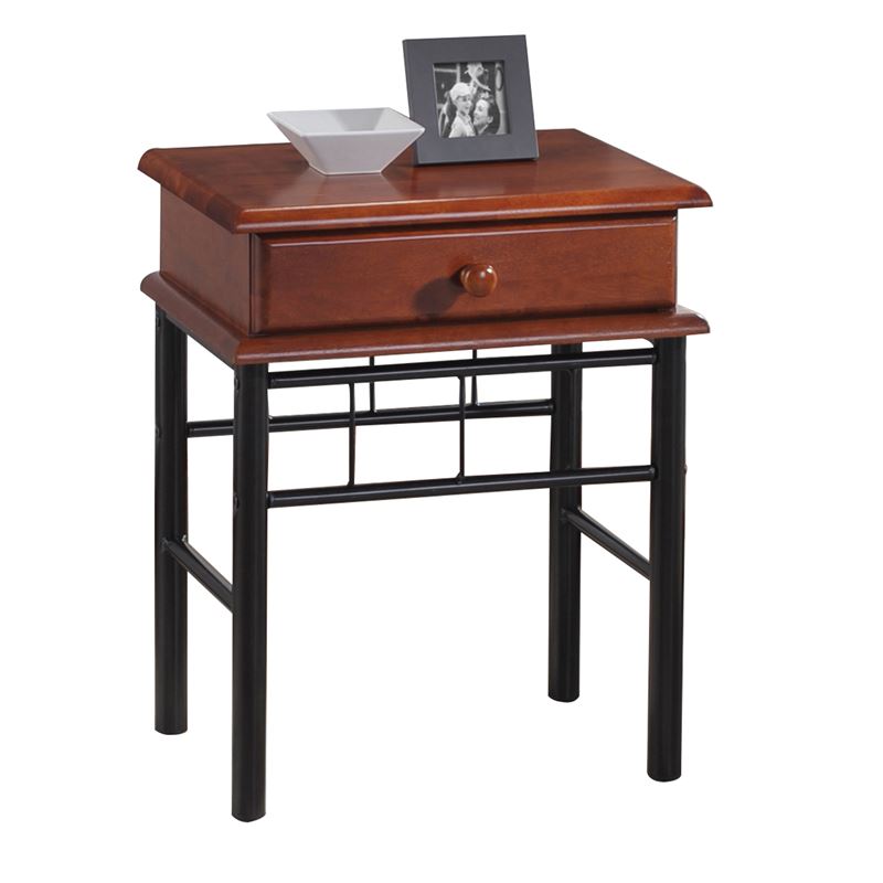 Κομοδίνο Μέταλλο Βαφή Μαύρο - Ξύλο Καρυδί 1