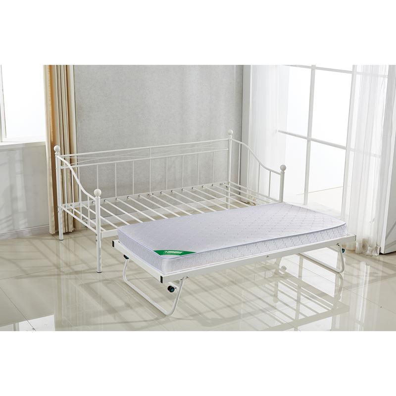 Set : Daybed (για στρώμα 90x190) + Βοηθητικό Κρεβάτι με Στρώμα 185x85 Μέταλλο Άσπρο 1