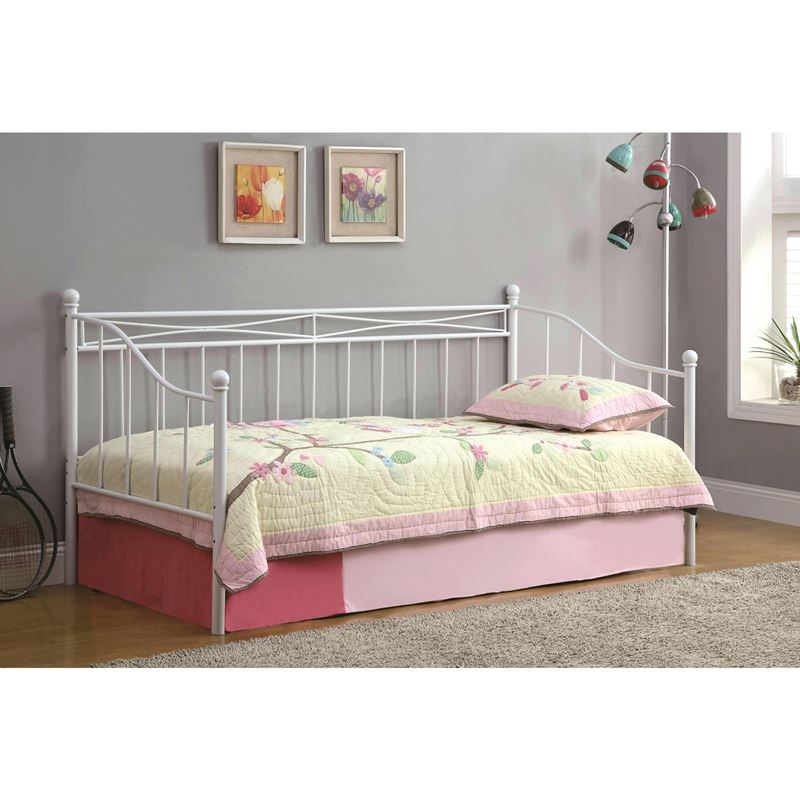 Set : Daybed με Στρώμα 90x190 + Βοηθητικό Κρεβάτι με Στρώμα 85x185 Μέταλλο Άσπρο 1