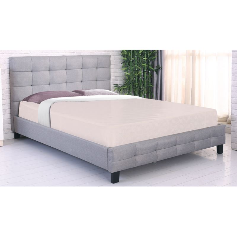 Κρεβάτι Διπλό για Στρώμα 180x200cm, Ύφασμα Γκρι 1