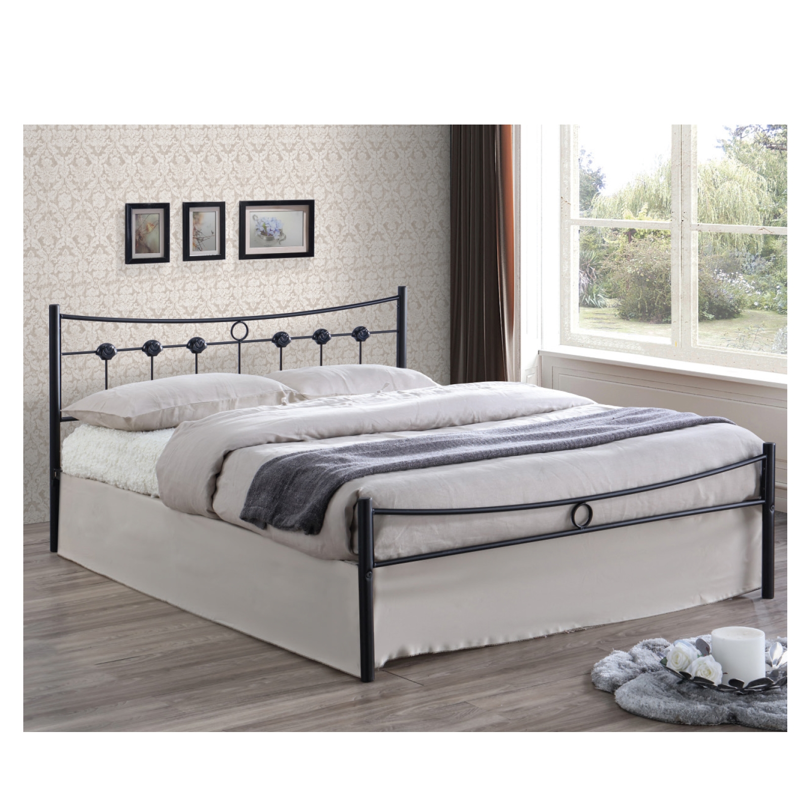 Κρεβάτι Διπλό Μέταλλο Βαφή Μαύρη 2