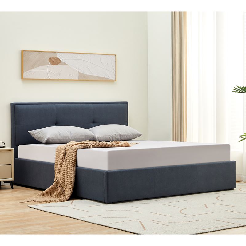 Κρεβάτι Διπλό με Χώρο Αποθήκευσης, για Στρώμα 160x200cm, Ύφασμα Σκούρο Γκρι 1