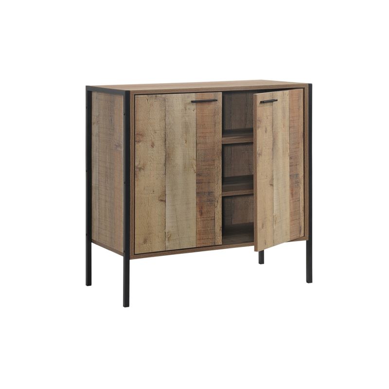 Ντουλάπι - Παπουτσοθήκη 2 Πόρτες Μέταλλο Βαφή Μαύρο / Antique Oak 1